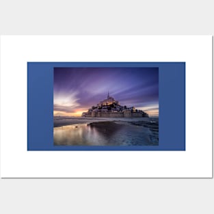 Mont St Michel Dusk Sunset Posters and Art